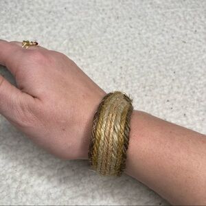 Handmade Natural Hemp Charm Bracelet Orange Gold